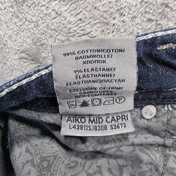 Silver Jeans Co Jeans Womens 28 Blue Aiko Mid Capri Distressed Embroidered Denim - Picture 7 of 11